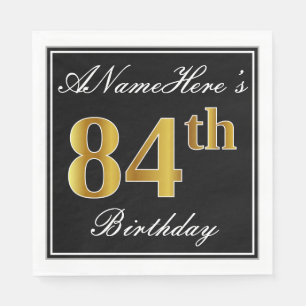 Elegant, Faux Gold 84th Birthday + Eigen naam Servet