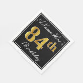 Elegant, Faux Gold 84th Birthday + Eigen naam Servet (Hoek)