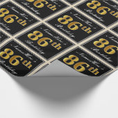 Elegant, Faux Gold 86th Birthday + Eigen naam Cadeaupapier (Hoek)