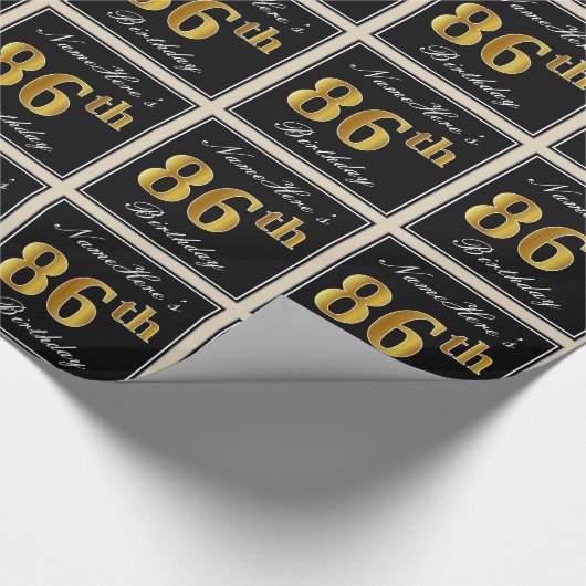 Elegant, Faux Gold 86th Birthday + Eigen naam Cadeaupapier (Hoek)