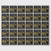 Elegant, Faux Gold 86th Birthday + Eigen naam Cadeaupapier (Vlak)