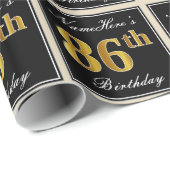 Elegant, Faux Gold 86th Birthday + Eigen naam Cadeaupapier (Rol Hoek)