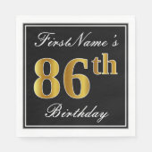 Elegant, Faux Gold 86th Birthday + Eigen naam Servet (Voorkant)