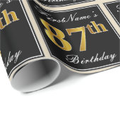 Elegant, Faux Gold 87th Birthday + Eigen naam Cadeaupapier (Rol Hoek)
