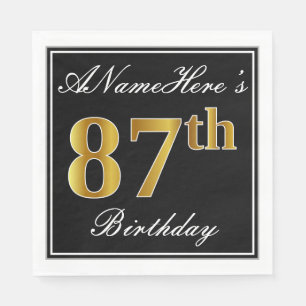 Elegant, Faux Gold 87th Birthday + Eigen naam Servet