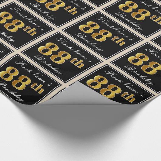 Elegant, Faux Gold 88th Birthday + Eigen naam Cadeaupapier (Hoek)