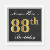 Elegant, Faux Gold 88th Birthday + Eigen naam Servetten (Voorkant)