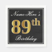 Elegant, Faux Gold 89th Birthday + Eigen naam Servetten (Voorkant)