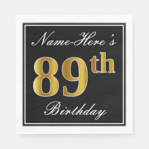 Elegant, Faux Gold 89th Birthday + Eigen naam Servetten