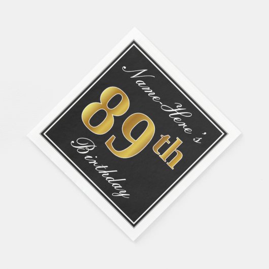 Elegant, Faux Gold 89th Birthday + Eigen naam Servetten (Hoek)