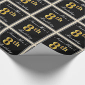 Elegant, Faux Gold 8th Birthday + Eigen naam Cadeaupapier (Hoek)