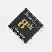 Elegant, Faux Gold 8th Birthday + Eigen naam Servet (Hoek)