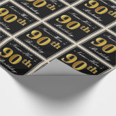 Elegant, Faux Gold 90ste verjaardag + aangepaste n Cadeaupapier (Hoek)
