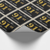 Elegant, Faux Gold 91st Birthday + Eigen naam Cadeaupapier (Hoek)