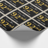 Elegant, Faux Gold 92nd Birthday + Eigen naam Cadeaupapier (Hoek)