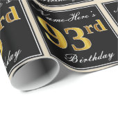 Elegant, Faux Gold 93rd Birthday + Eigen naam Cadeaupapier (Rol Hoek)