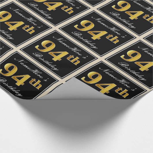 Elegant, Faux Gold 94e verjaardag + aangepaste naa Cadeaupapier (Hoek)