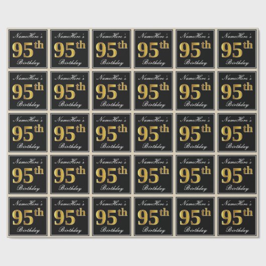 Elegant, Faux Gold 95th Birthday + Eigen naam Cadeaupapier (Vlak)