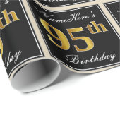 Elegant, Faux Gold 95th Birthday + Eigen naam Cadeaupapier (Rol Hoek)