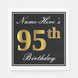 Elegant, Faux Gold 95th Birthday + Eigen naam Servetten