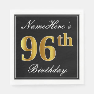 Elegant, Faux Gold 96th Birthday + Eigen naam Servetten