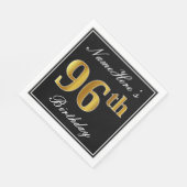Elegant, Faux Gold 96th Birthday + Eigen naam Servetten (Hoek)