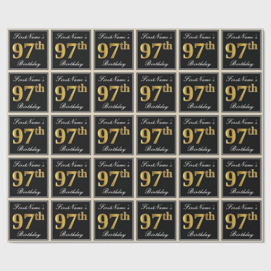 Elegant, Faux Gold 97e verjaardag + aangepaste naa Cadeaupapier (Vlak)