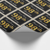 Elegant, Faux Gold 98th Birthday + Eigen naam Cadeaupapier (Hoek)