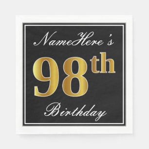 Elegant, Faux Gold 98th Birthday + Eigen naam Servet