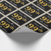 Elegant, Faux Gold 99th Birthday + Eigen naam Cadeaupapier (Hoek)