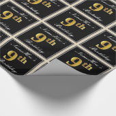 Elegant, Faux Gold 9th Birthday + Eigen naam Cadeaupapier (Hoek)