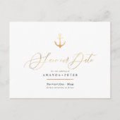 Elegant Faux Gold Anchor, Nautisch Save the Date Briefkaart (Voorkant)