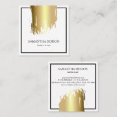 Elegant Faux Gold Artistic Pensed Vertical Square Vierkante Visitekaartje (Voorkant / Achterkant)