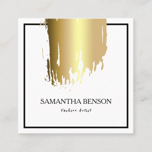Elegant Faux Gold Artistic Pensed Vertical Square Vierkante Visitekaartje (Voorkant)