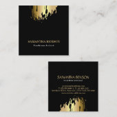 Elegant Faux Gold Artistic Pensed Vertical Vierkante Visitekaartje (Voorkant / Achterkant)