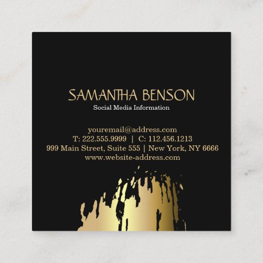 Elegant Faux Gold Artistic Pensed Vertical Vierkante Visitekaartje (Achterkant)