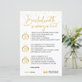 Elegant Faux Gold Bachelorette Scavenger Hunt spel (Staand voorkant)
