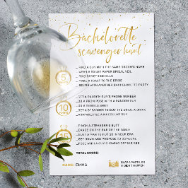 Elegant Faux Gold Bachelorette Scavenger Hunt spel