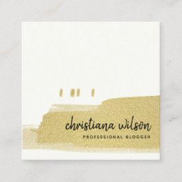 ELEGANT FAUX GOLD BLACK BRUSH STROKE CALLIGRAPHS VIERKANTE VISITEKAARTJE