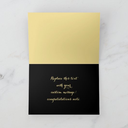 Elegant Faux Gold Black Gefeliciteerd Kaart (Binnen)