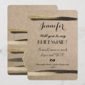 Elegant Faux Gold & Black Paint Strokes Kaart (Voorkant / Achterkant)