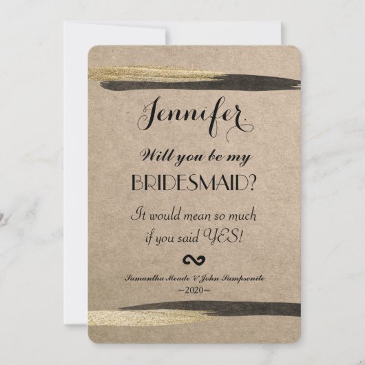 Elegant Faux Gold & Black Paint Strokes Kaart (Voorkant)