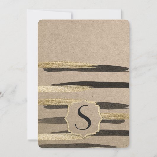 Elegant Faux Gold & Black Paint Strokes Kaart (Achterkant)