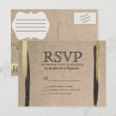 Elegant Faux Gold & Black Paint Strokes Uitnodiging Briefkaart (Voorkant / Achterkant)