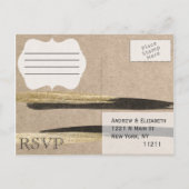 Elegant Faux Gold & Black Paint Strokes Uitnodiging Briefkaart (Achterkant)