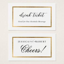 Elegant Faux Gold Border Drink Ticket Visitekaartje