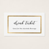 Elegant Faux Gold Border Drink Ticket Visitekaartje (Voorkant)