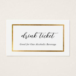Elegant Faux Gold Border Drink Ticket Visitekaartje