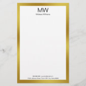 Elegant Faux Gold Border Monogram Business Briefpapier (Voorkant)