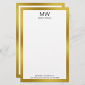 Elegant Faux Gold Border Monogram Business Briefpapier (Voorkant / Achterkant)
